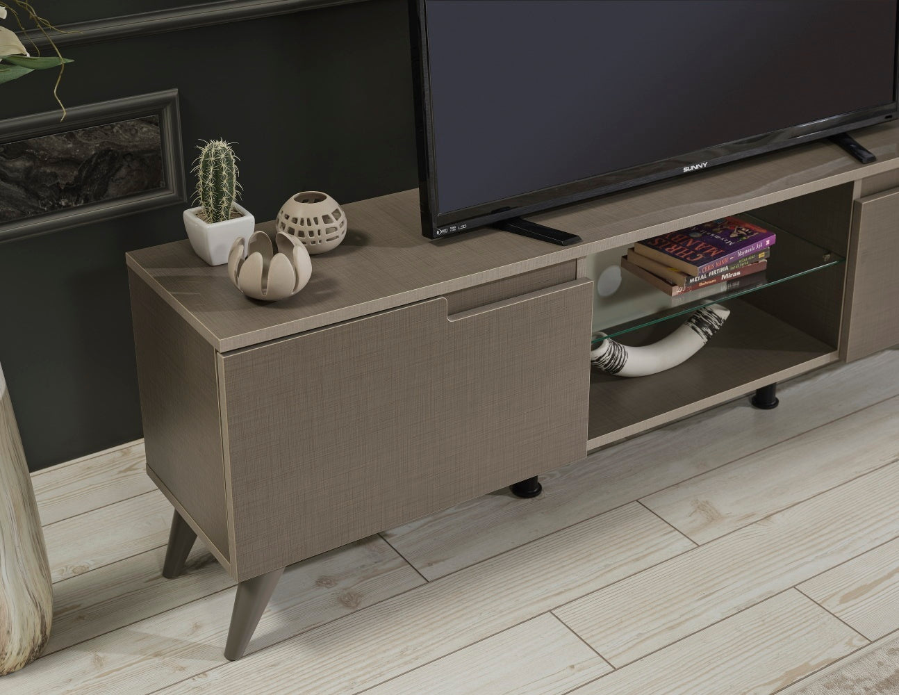 Denver Mid Century Modern TV Stand - Brown