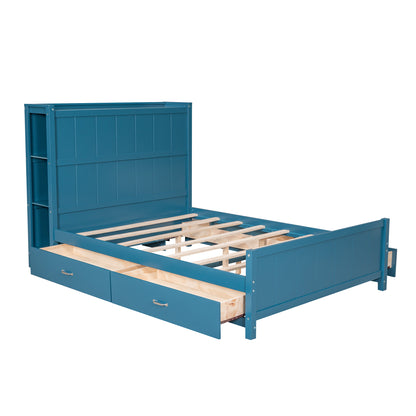 Zeal Full Size Platform Bed w Storage - Blue