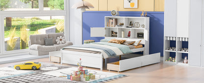 Jazz Full Size Platform Bed w 4 Drawers - White