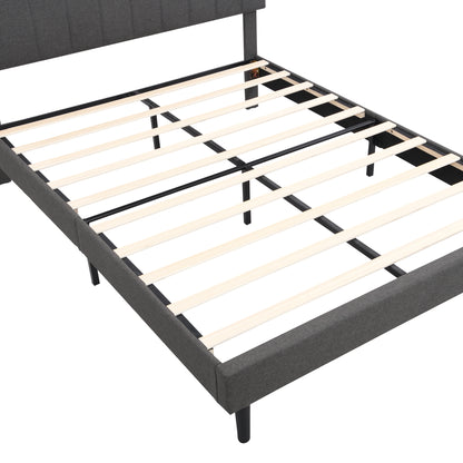 Alvin Queen Size Platform Bed Frame - Gray