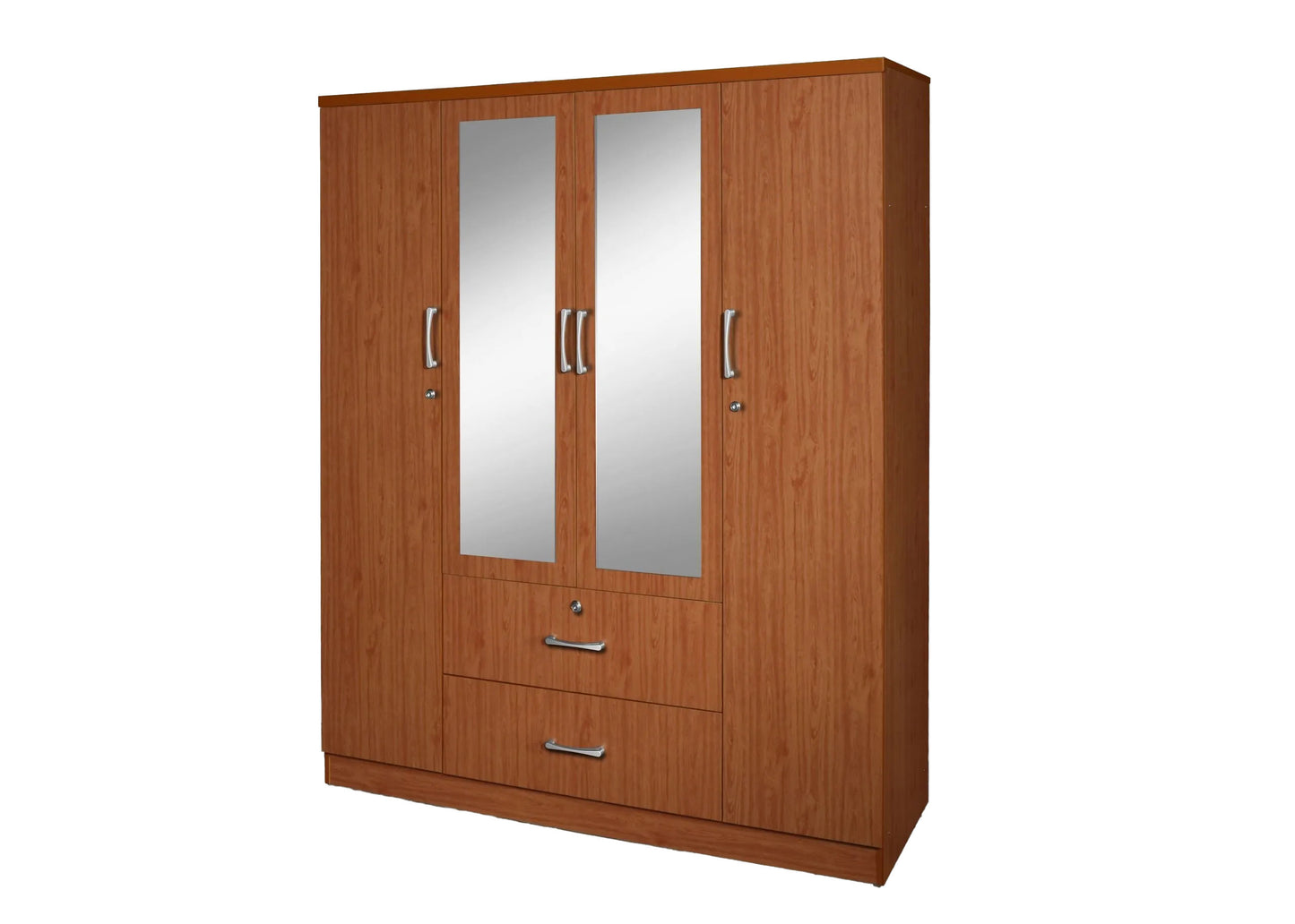 Go Green Woods 4 Door / 2 Drawer With Mirror Wardrobe