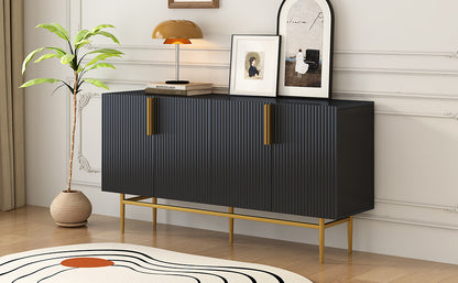 Sylvia Gold Metal Handle Sideboard Buffet - Black