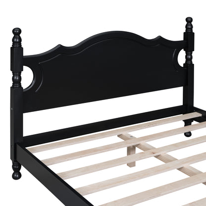 Quarto II Full Size Wood Platform Bed Frame - Black