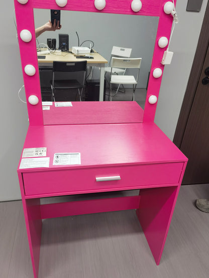 Auro Vanity Desk with Mirror & Light - Pink