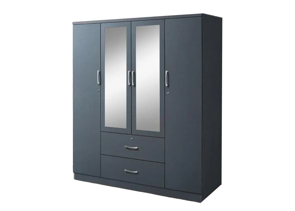 Go Green Woods 4 Door / 2 Drawer With Mirror Wardrobe