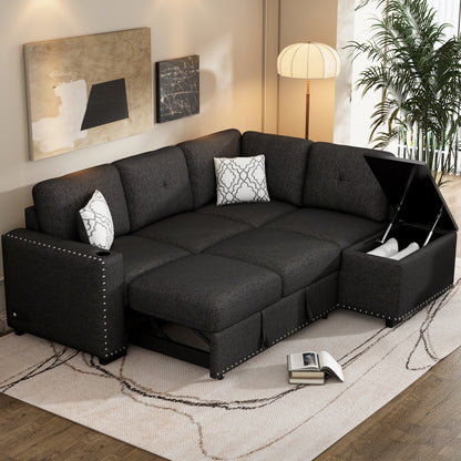 Javier Reversible Sectional Pull-Out Sofa Bed - Black