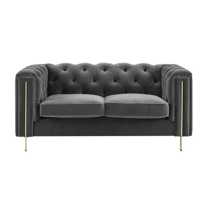 Charlene Velvet Loveseat - Dark Gray