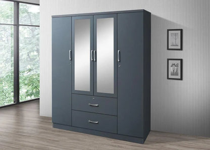 Go Green Woods 4 Door / 2 Drawer With Mirror Wardrobe