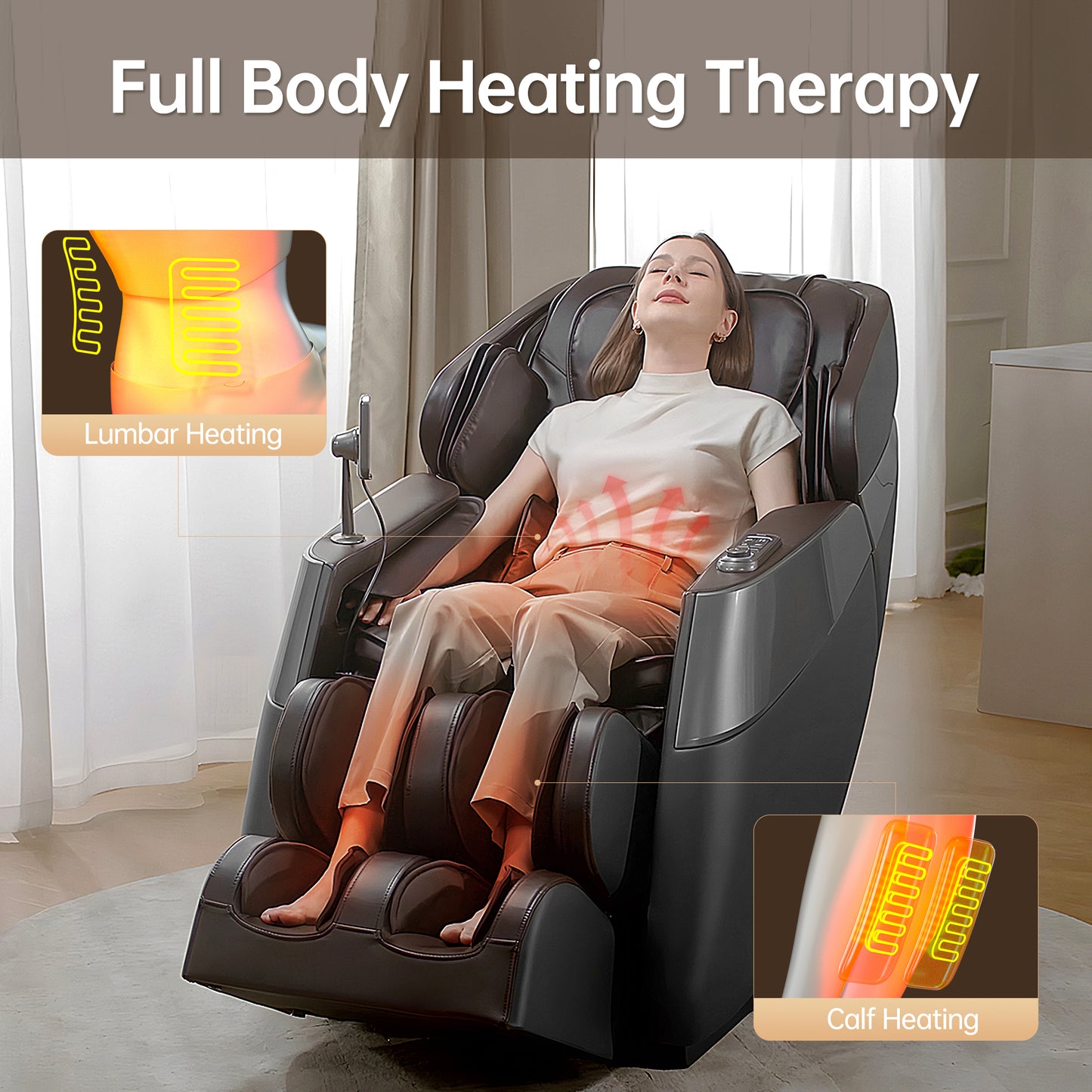 Raya Zero Gravity Full Body Massage Chair with AI Voice Control - Gray+Brown