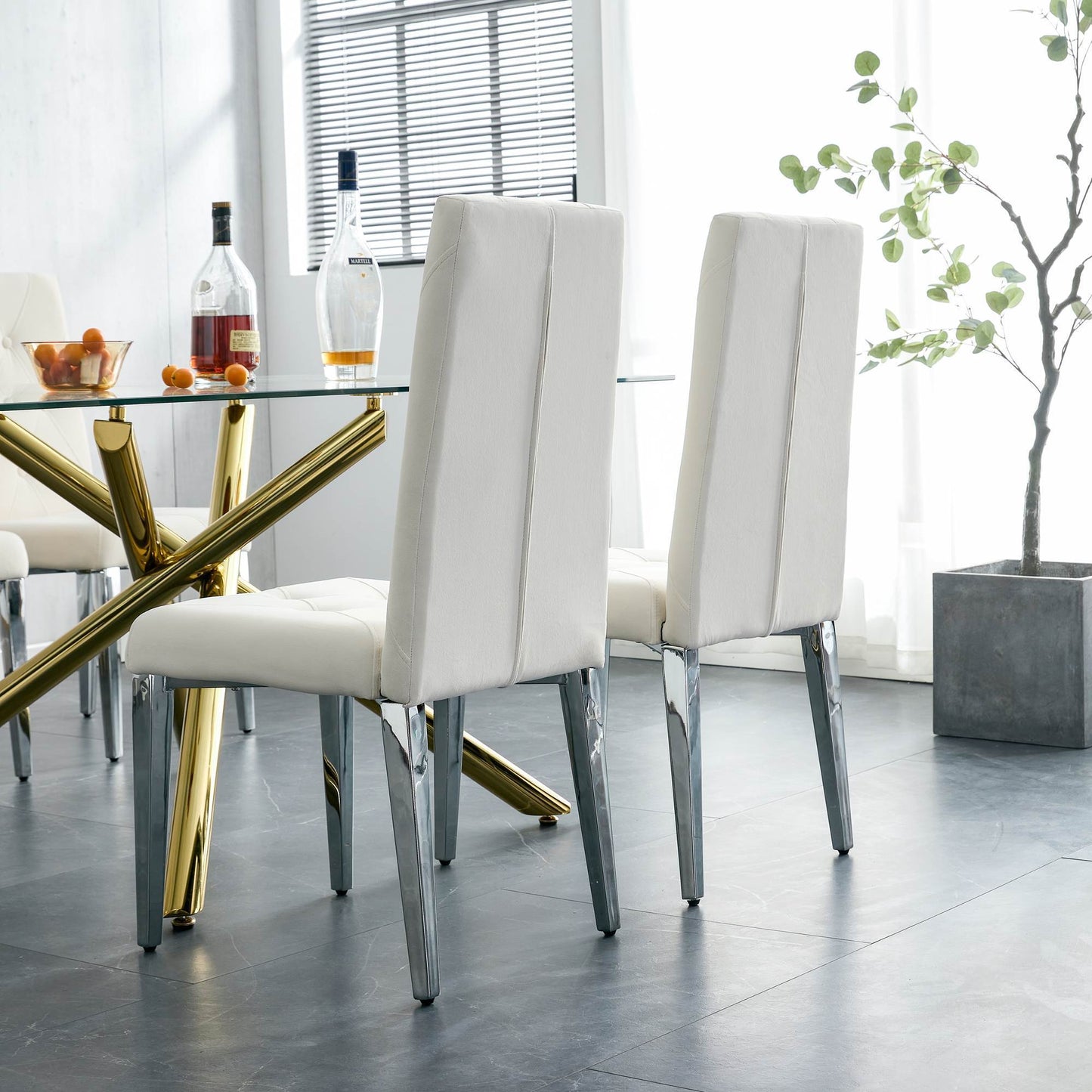 Galvin Velvet Dining Chairs with Metal Legs (Set of 4) - Beige