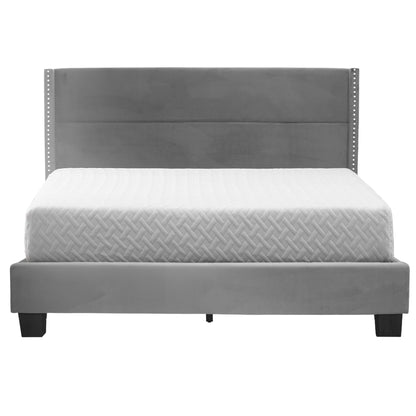 Go Green Woods Giulia Velvet Upholstered Queen Platform Panel Bed