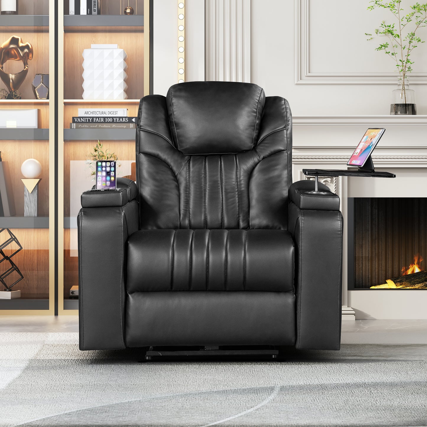 Morris PU Leather Power Recliner - Black