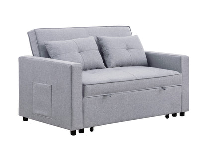 Zoey Linen Convertible Sleeper Loveseat - Light Gray