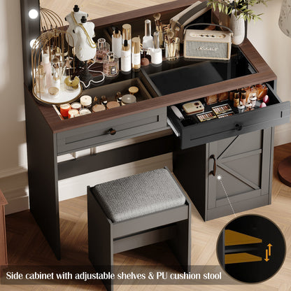 Chaya II Makeup Vanity Table With Large Mirror and 11 LED Light - Black