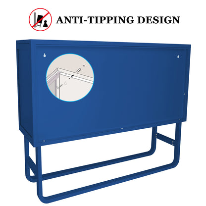 Tempered Glass Cabinet Credenza - Blue