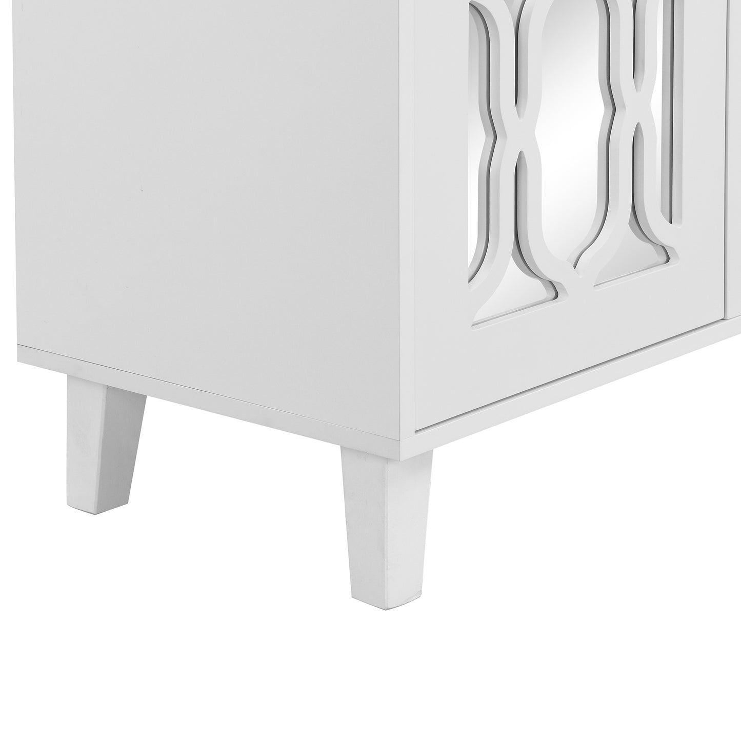 Hynes 4-Door Mirror Buffet Cabinet - White