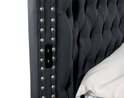 Hazel Queen Size Tufted Storage Bed - Black