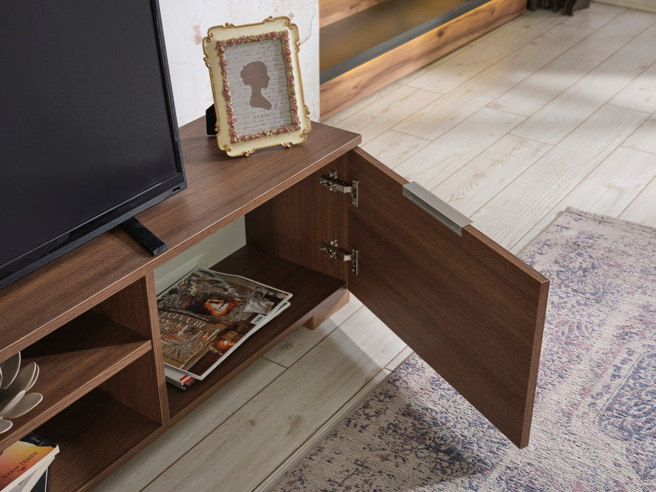 April Mid Century Modern TV Stand - Walnut