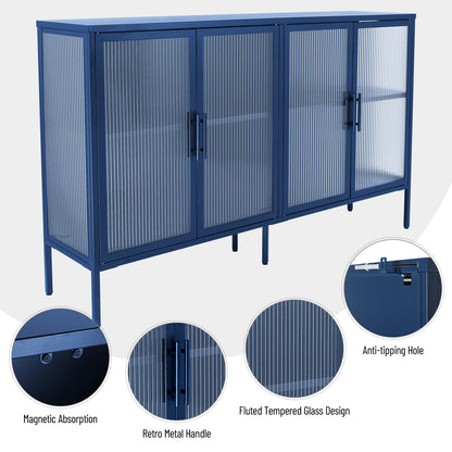 Nera Tempered Glass Credenza - Blue