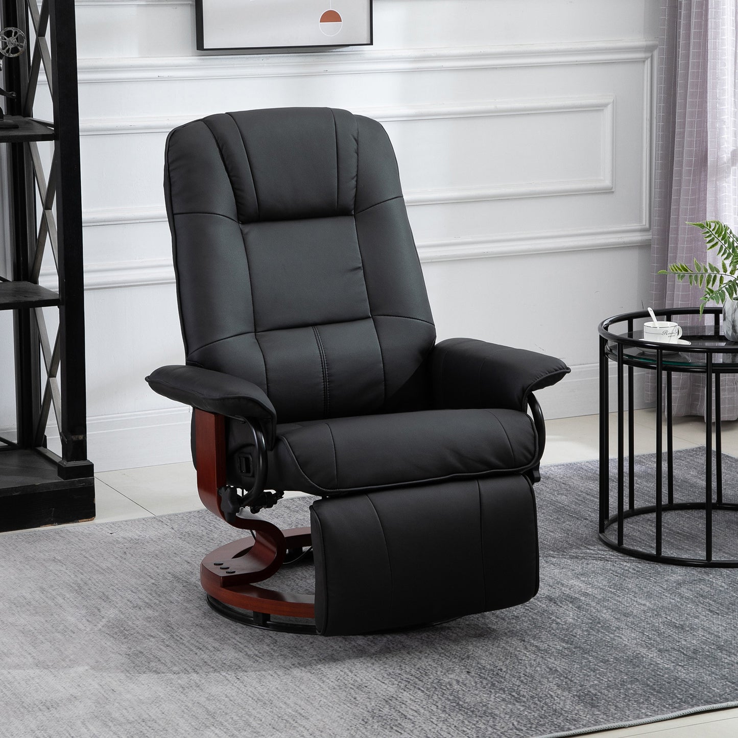 Ollie Adjustable Swivel Rocker Recliner - Black