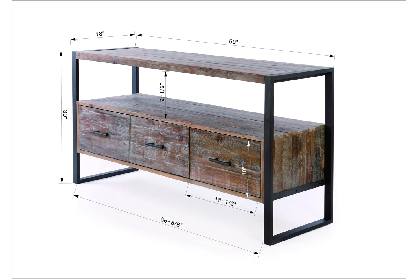 Rift Reclaimed Wood Media TV Console - Gray