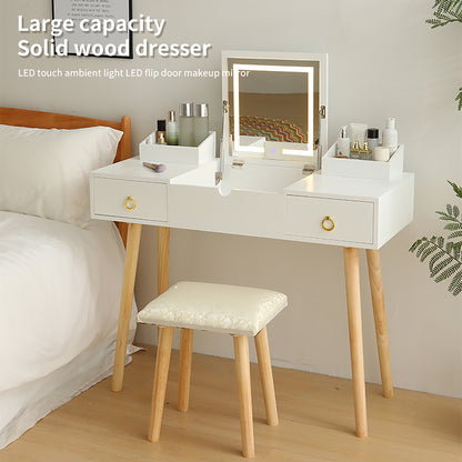 Toya II Vanity Desk Set with LED Lighted Mirror