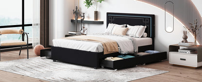 Omo Queen Size Upholstered Platform Bed - Black