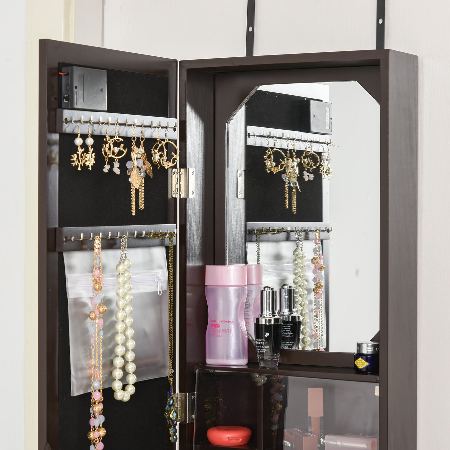 Jewelry Armoire LED  Cabinet - Dark Walnut