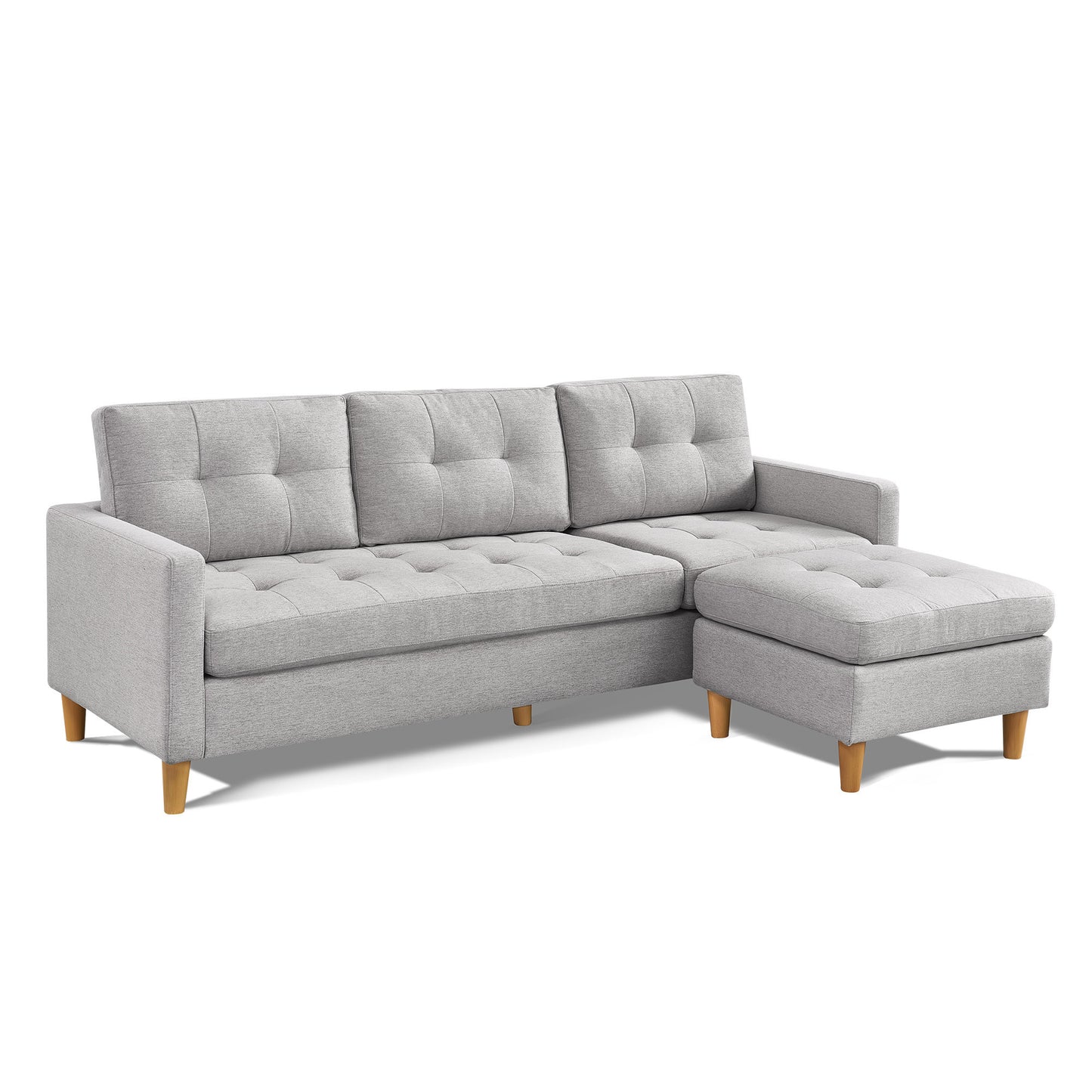 Vero Convertible Sectional Sofa with Ottoman - Light Grey