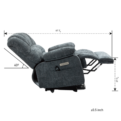 Mia Heat Massage Chenille Power Lift Recliner Chair - Blue-Gray