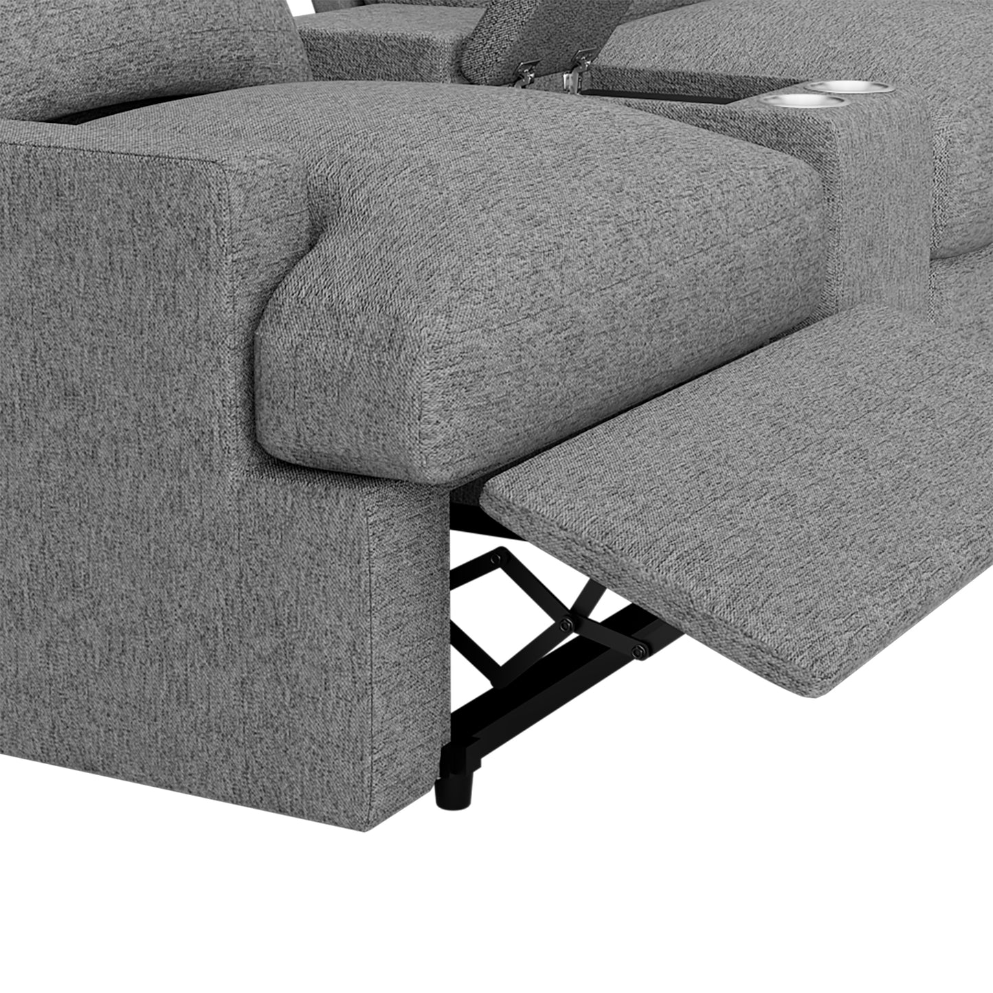 Emil Power Recliner Sofa Sectional with Storage - Grey