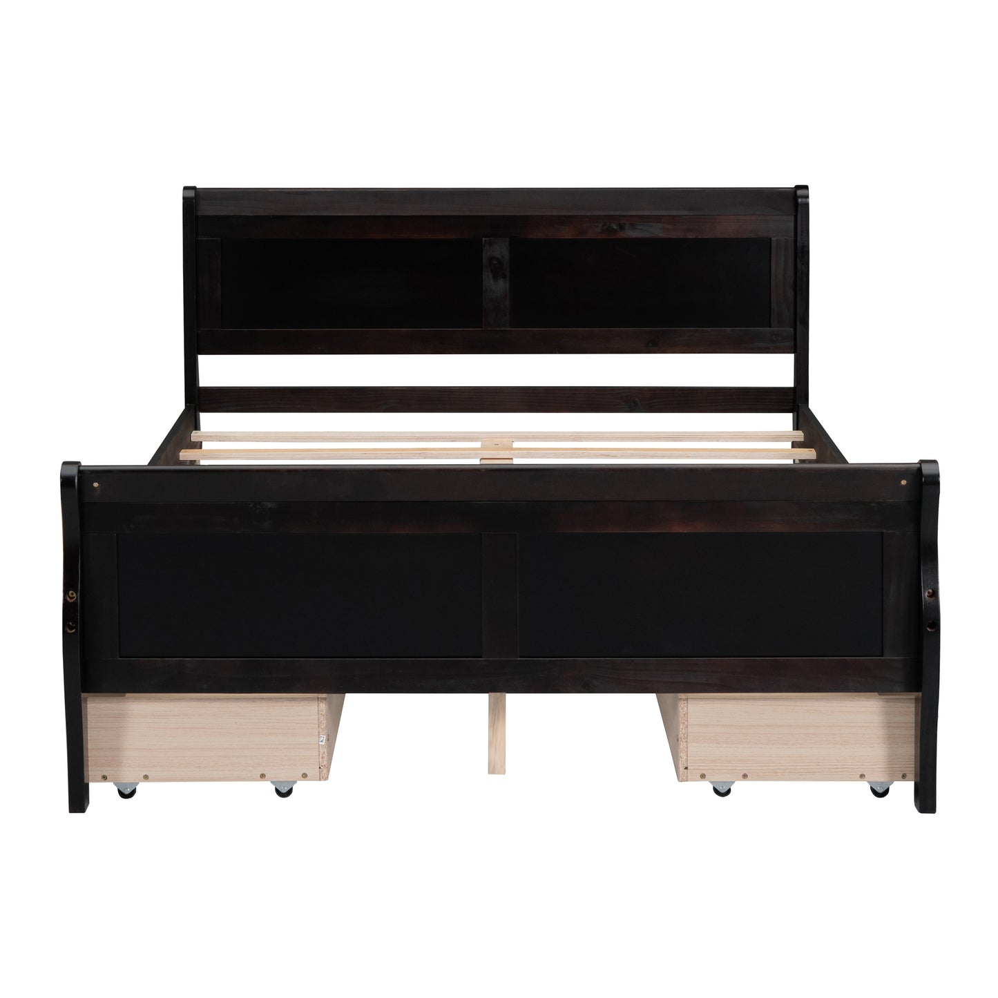 Meg Full Size Wood Platform Bed with 4 Drawers - Espresso