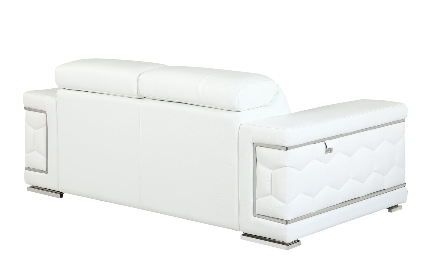 Denzel Top Grain Italian Leather Loveseat - White