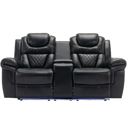 Milo 3 Pieces Recliner Sofa Sets - Black