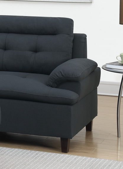 Lar Sectional Fabric Sofa w Ottoman - Black