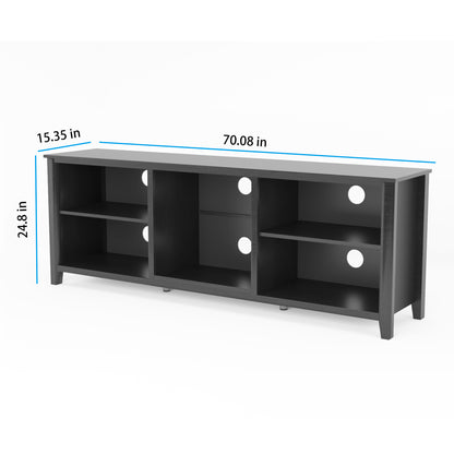 Wesley TV Stand Storage Media Console Entertainment Center - Black