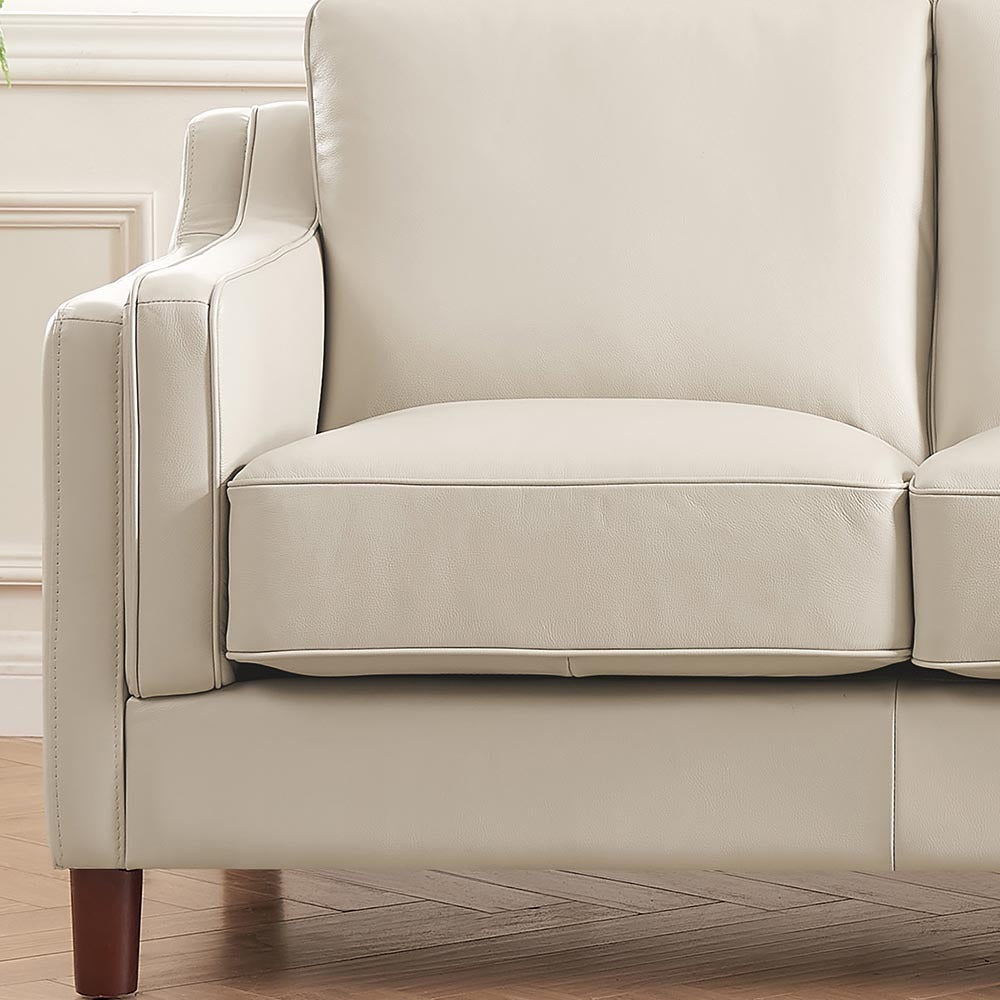 Bella Top Grain Leather Loveseat - Beige+White