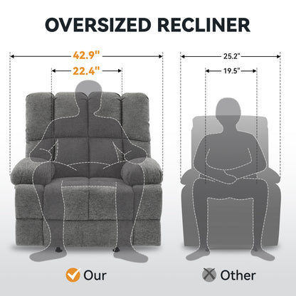 Musa Oversize Rocker Recliner Chair - Gray