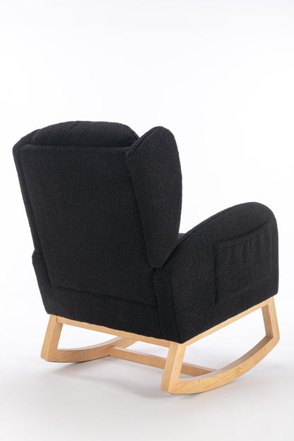 Nadia Teddy Fabric Rocking Chair - Black