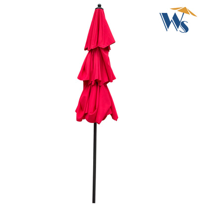 Zamora 9 ft 3-Tiers Outdoor Patio Umbrella with Crank  - Red