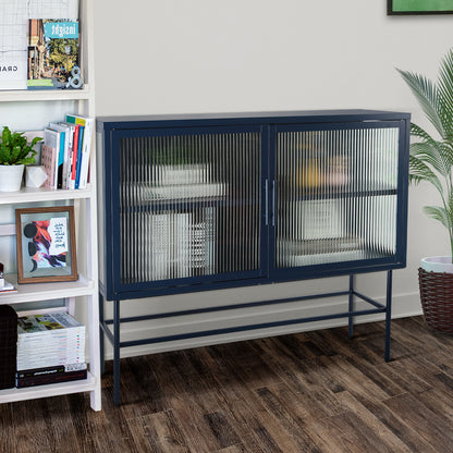 Pratt II Double Door Tempered Glass Sideboard - Blue