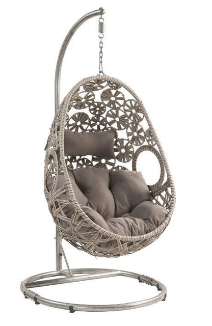 Sigar Patio Hanging Chair with Stand -  Light Gray