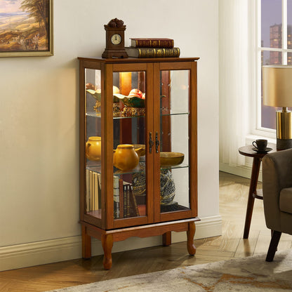 Karla Lighted Curio Diapaly Cabinet - Oak