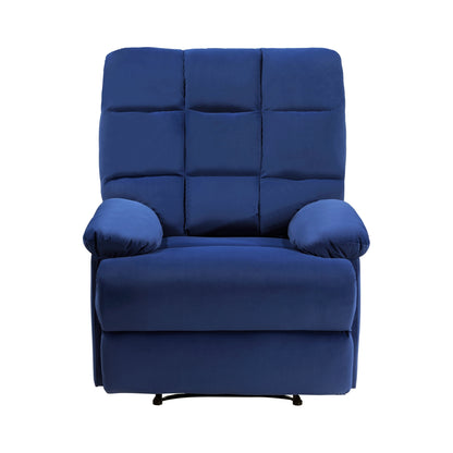 Ora Velvet Upholstery Square Tufted Recliner - Blue