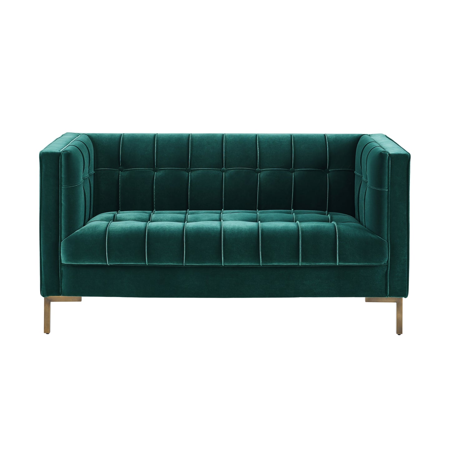 Isaac Stitch Velvet Loveseat - Green