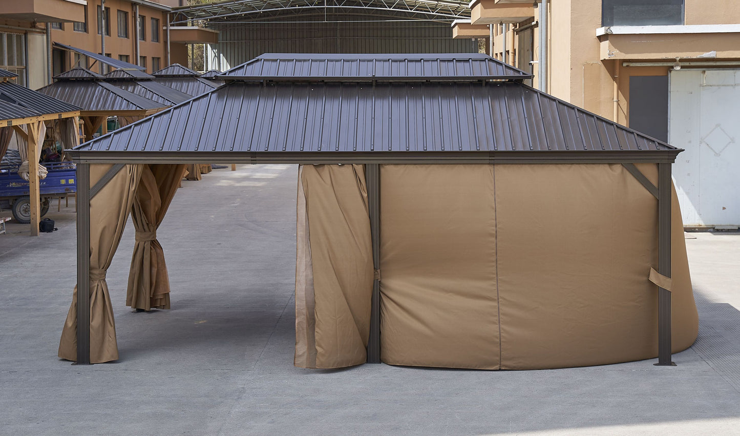 Afix 12 X 20 ft  Permanent Hardtop Gazebo Canopy - Bronze