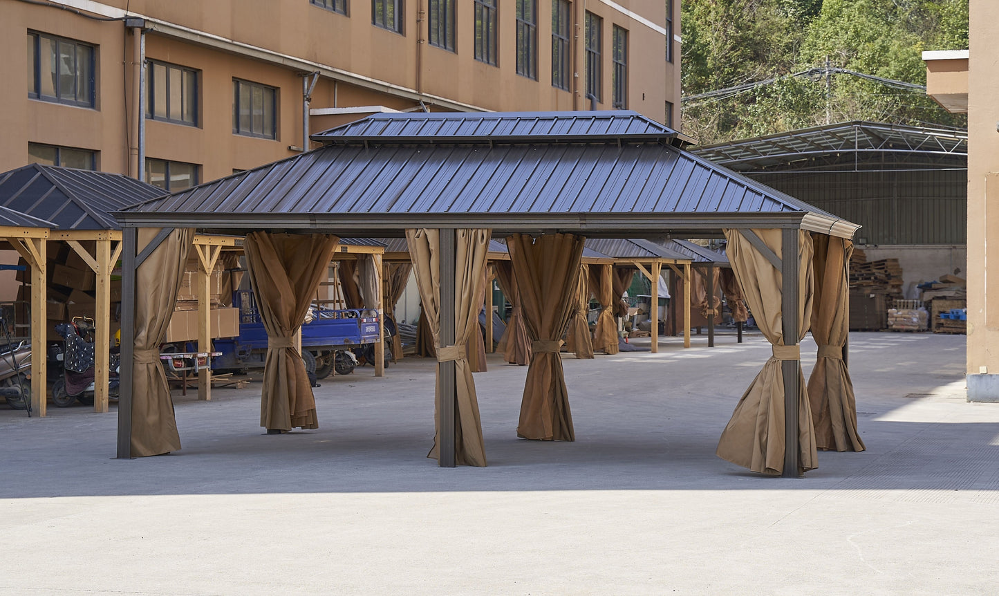 Afix 12 X 20 ft  Permanent Hardtop Gazebo Canopy - Bronze