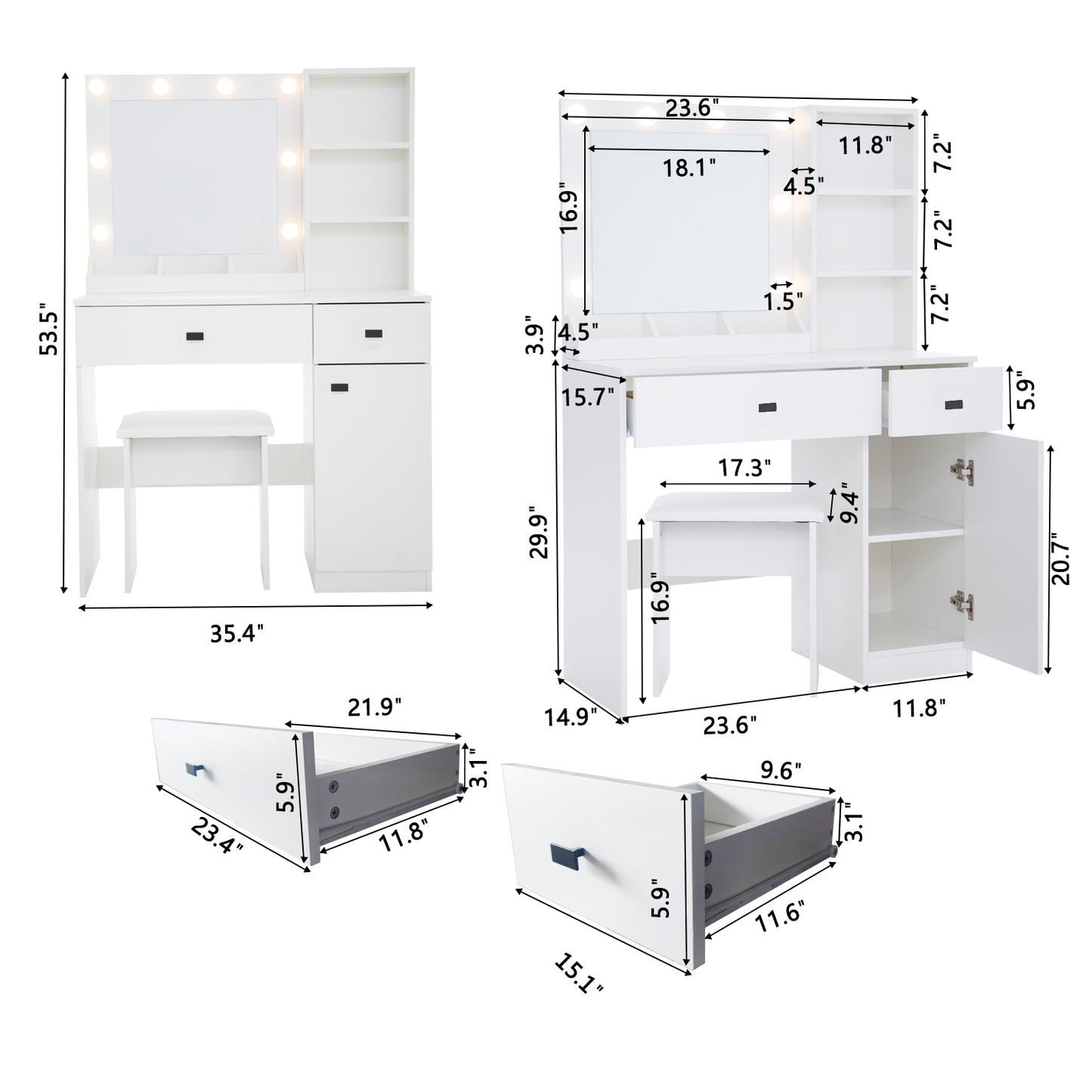 Traci Vanity Desk with Lights