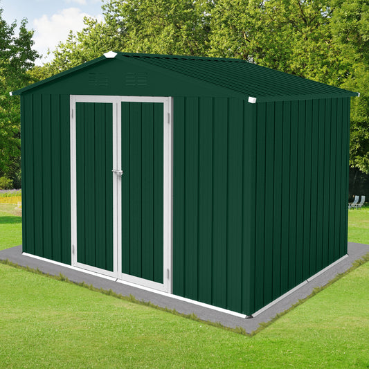 Homer 6 X 8 ft Metal Garden Sheds Outdoor Storage - Green+White