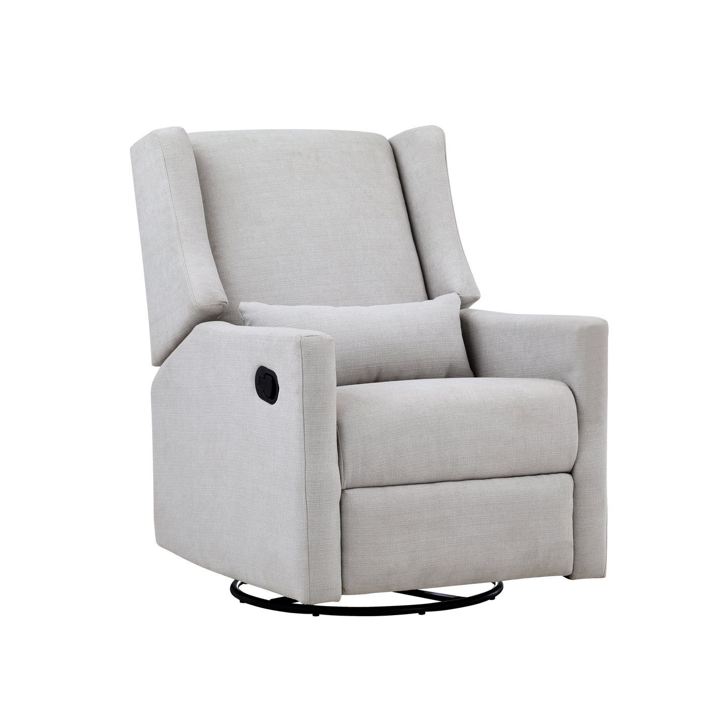 Pronto Swivel Glider Recliner with Pillow Blanco Fabric